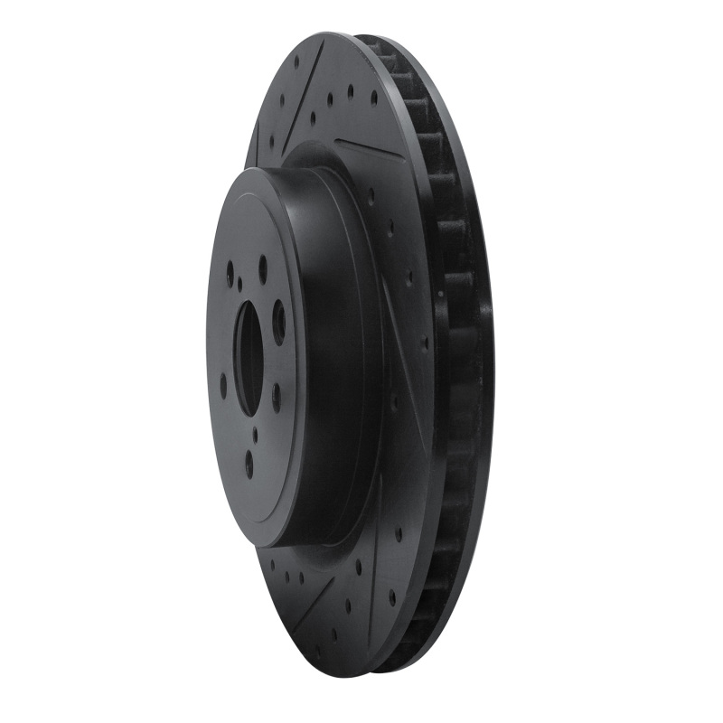 Lexus GS F Brake Rotor (1) - Rear - R1 Concepts - Drilled & Slotted - Black - `15-`22